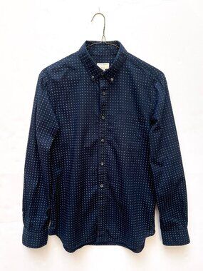 CLUB MONACO Slim Fit Button-Down Shirt, Navy/White, M